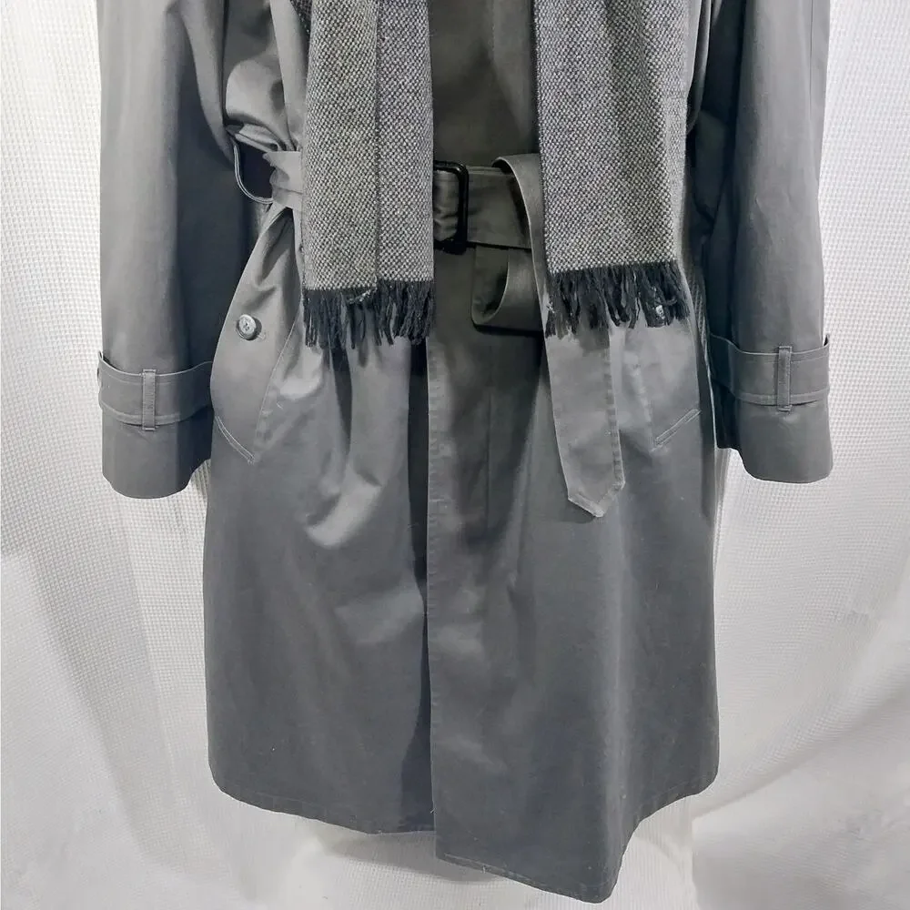 NWOT! LONDON FOG! DOVE GRAY FULL LENGTH THERMAL TRENCH COAT, BELTED! SZ 46R